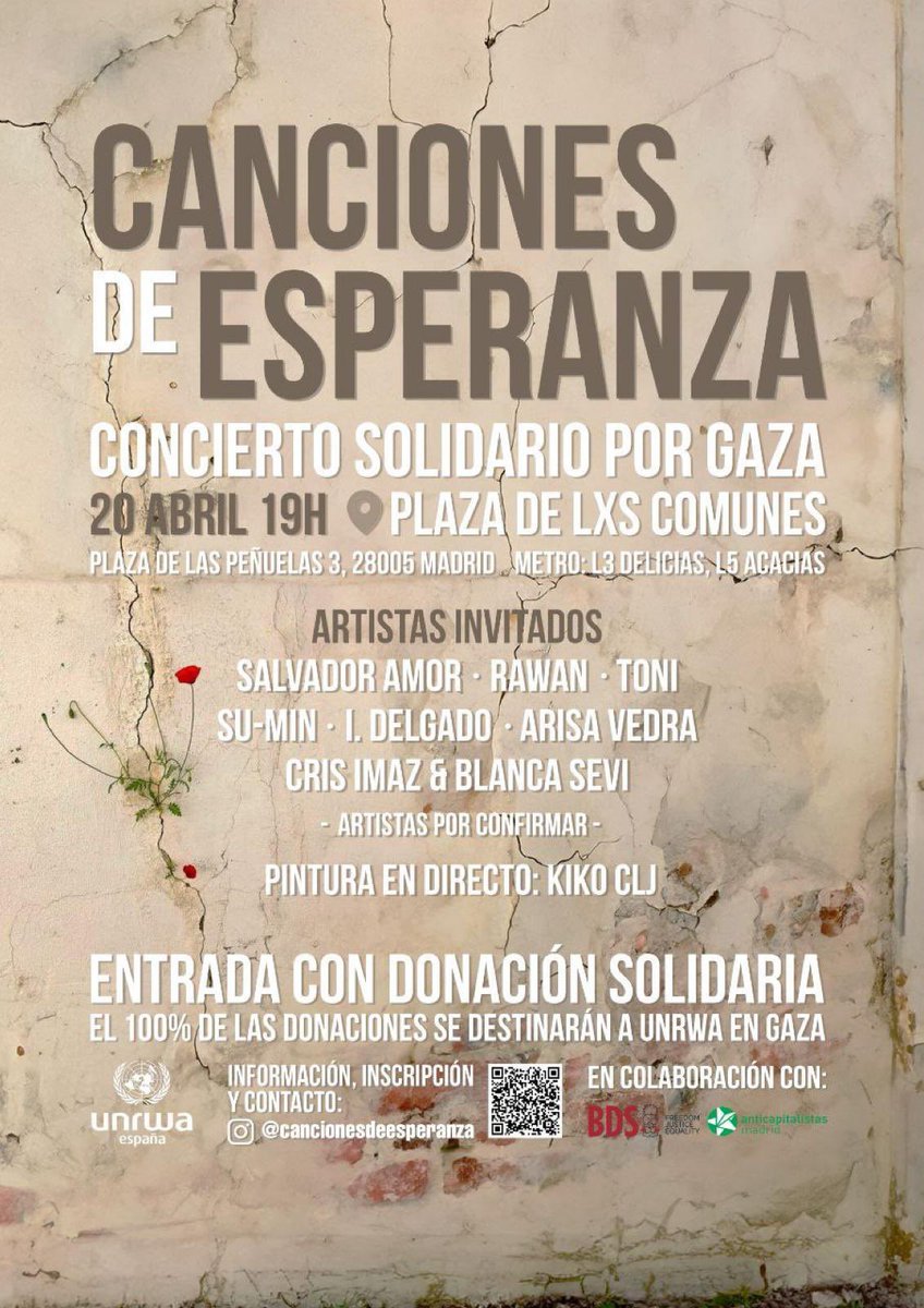 En el concierto “Canciones de Esperanza” organizado en @PlazaComunes en solidaridad con Palestina. Sala llena para apoyar a Gaza y a quienes se defienden del genocidio sionista.