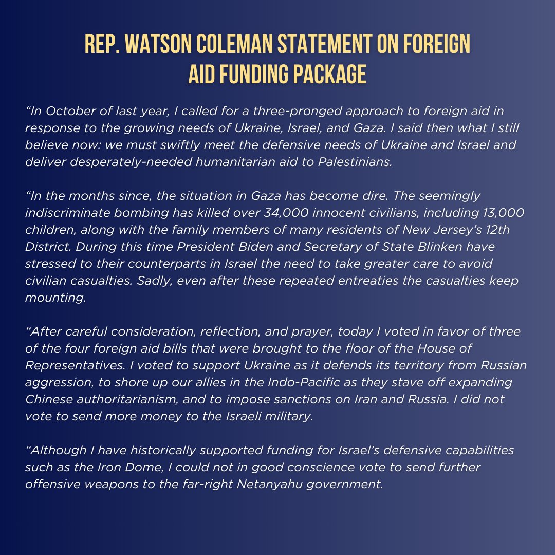 RepBonnie's tweet photo. I support peace. I support a two-state solution. I support the return of the hostages, and freedom and safety for Israelis and Palestinians. Netanyahu is an obstacle to all of these goals. I could not in good conscience vote to send more offensive weapons to his government. https://t.co/0KrcLsDKlz