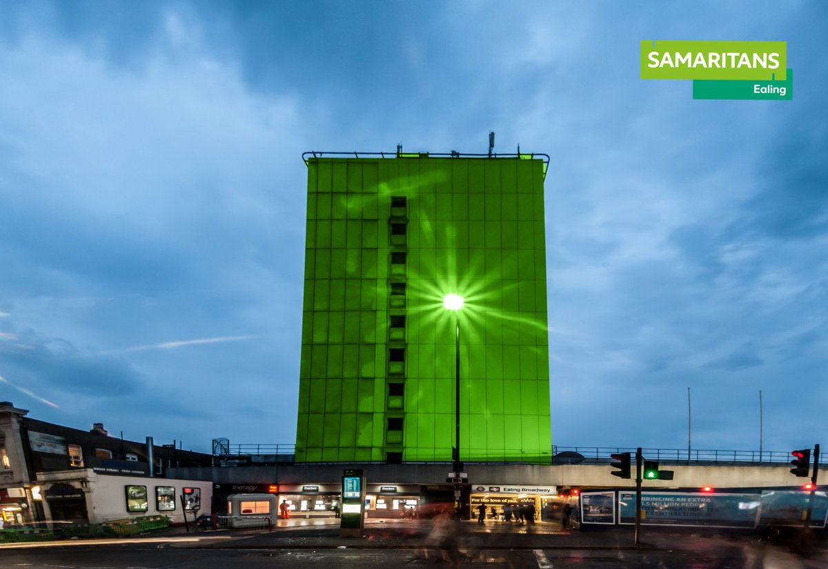 We’ve been turning #Ealing buildings green this evening to back #TeamSamaritans in tomorrow’s @LondonMarathon @samaritans #marathon2024 #BelieveinTomorrow #marathon