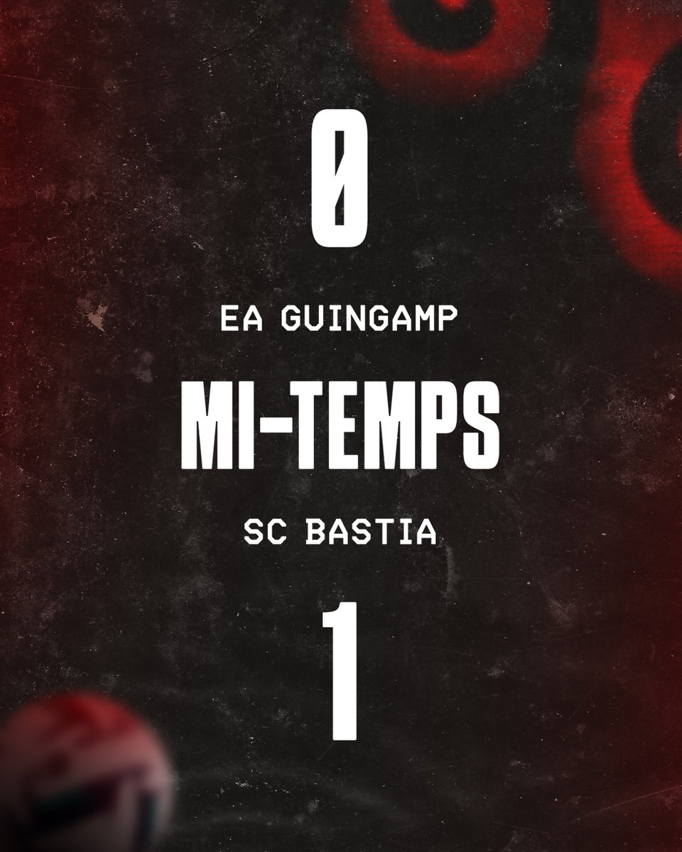 🚨 45'+2' C'est la mi-temps. Totalement contre le cours du jeu, En Avant est pour l'instant mené par @SCBastia. 🔴⚫️ #EAGSCB #TeamEAG #WarRaok