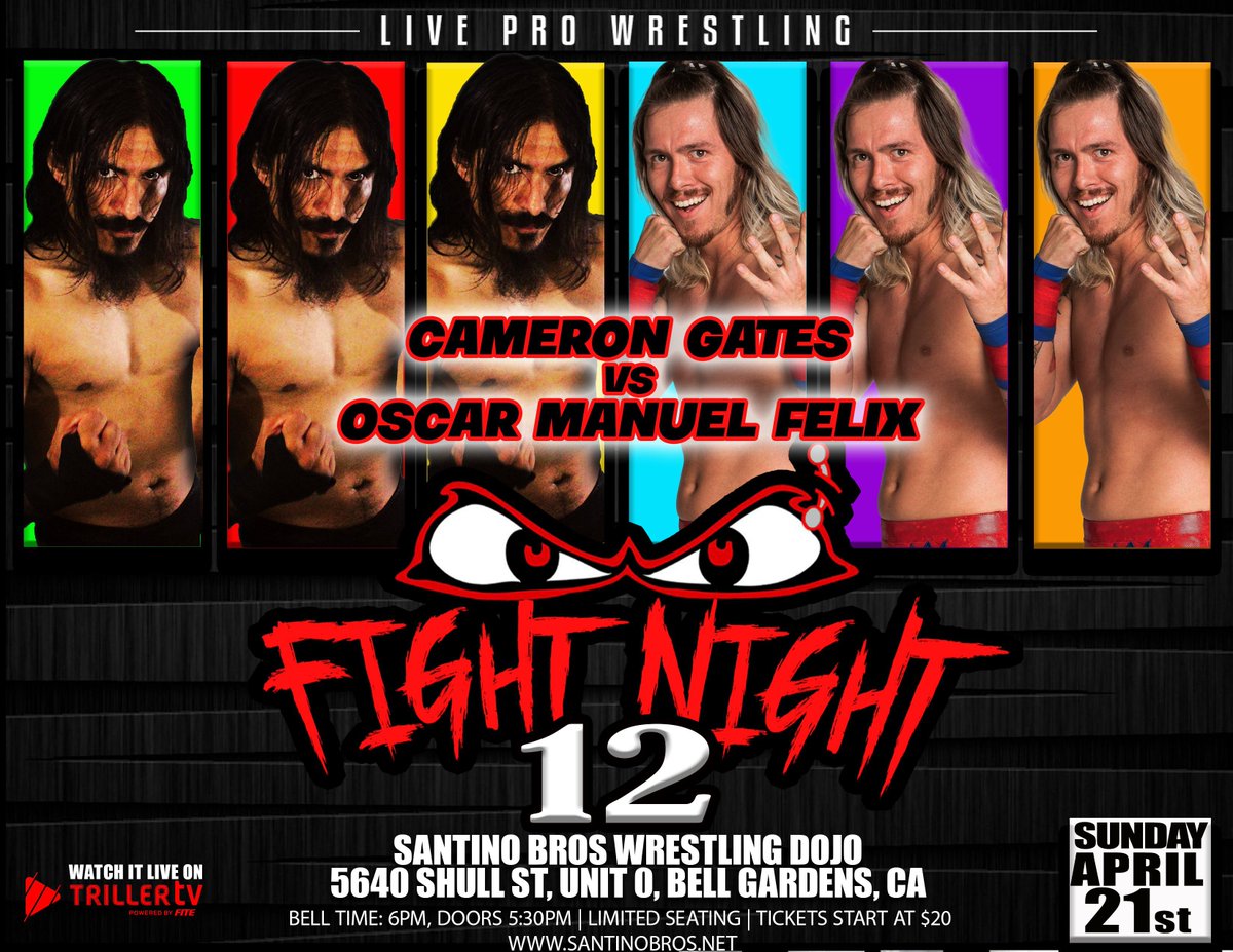 TOMORROW! Santino Bros comes home to the dojo in Bell Gardens to present Fight Night 12! See the best SoCal home grown talent live in person or watch it on #TrillerTV! A handful of tickets remain so act now! 🎟️ SBFN12.eventbrite.com 📺 trillertv.com/watch/santino-…
