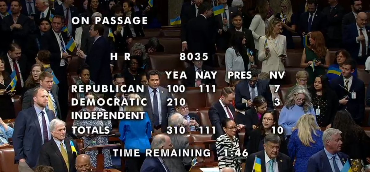 Ukrainian flags are shown in US House after the vote. Democracy has won.