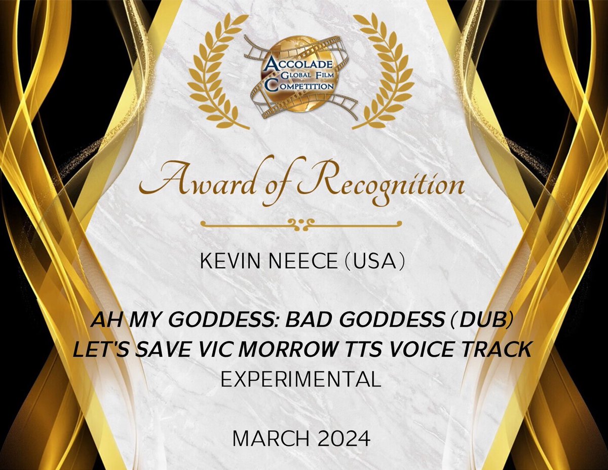 Dear Kevin NEECE, I have the regret to let you know that your film “AH MY GODDESS: LET'S SAVE VIC MORROW” has not been selected for the Festival de Cannes 2024. As every year, there are many films submitted and we take so few in regards that we have to make choices. We thank