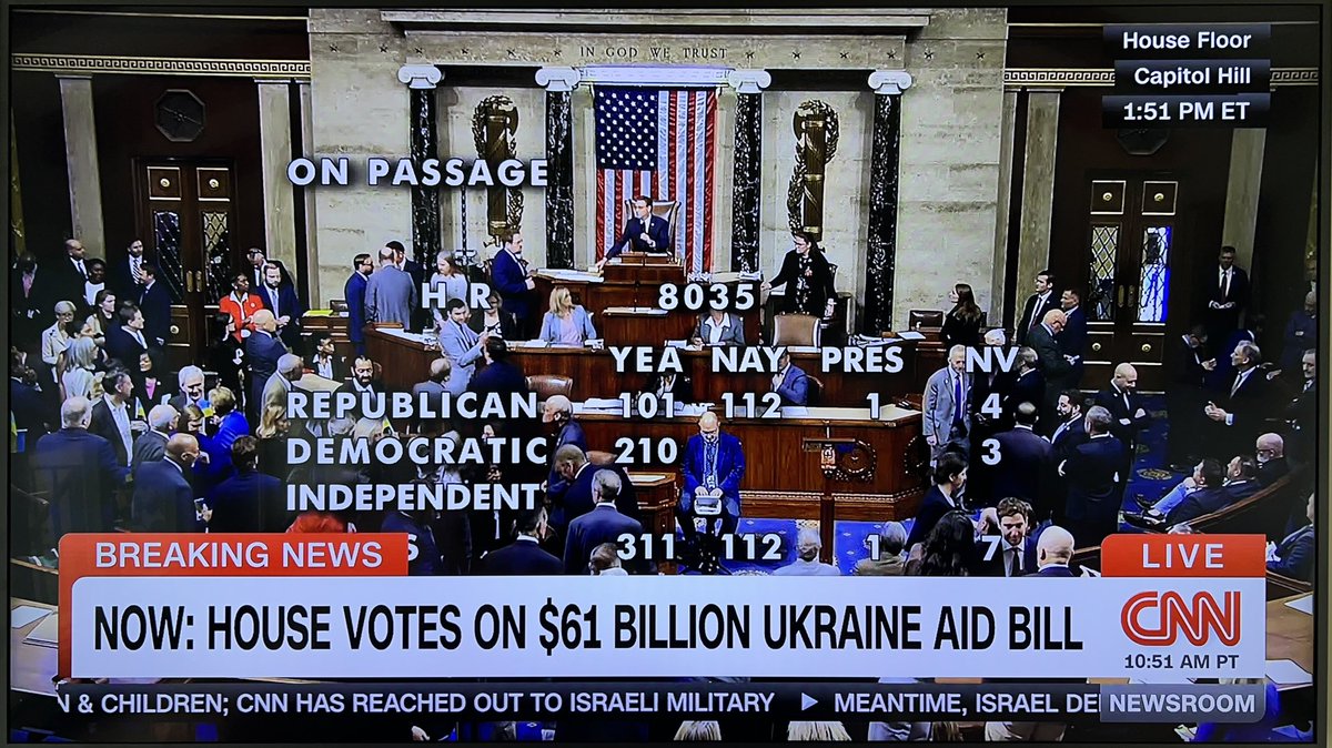 🚨🚨MAJOR BREAKING: House passes $61 billion Ukraine aid bill. #UkraineAidNow