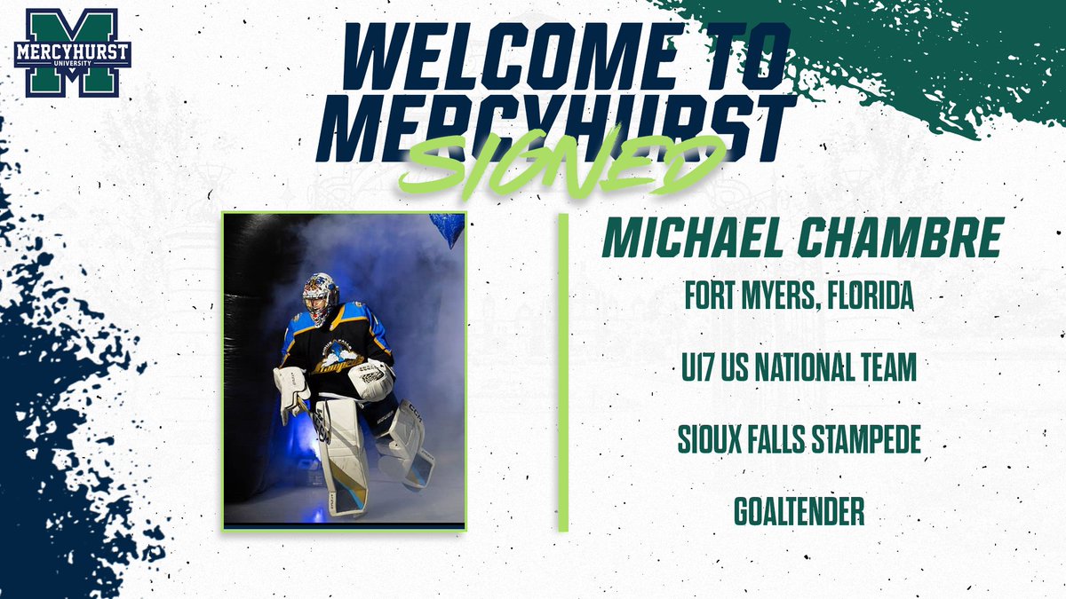 Signed✍️ Michael Chambre is coming to Erie from the Sioux Falls Stampede of the USHL! Welcome to Mercyhurst!☘️ #HurstAthletics