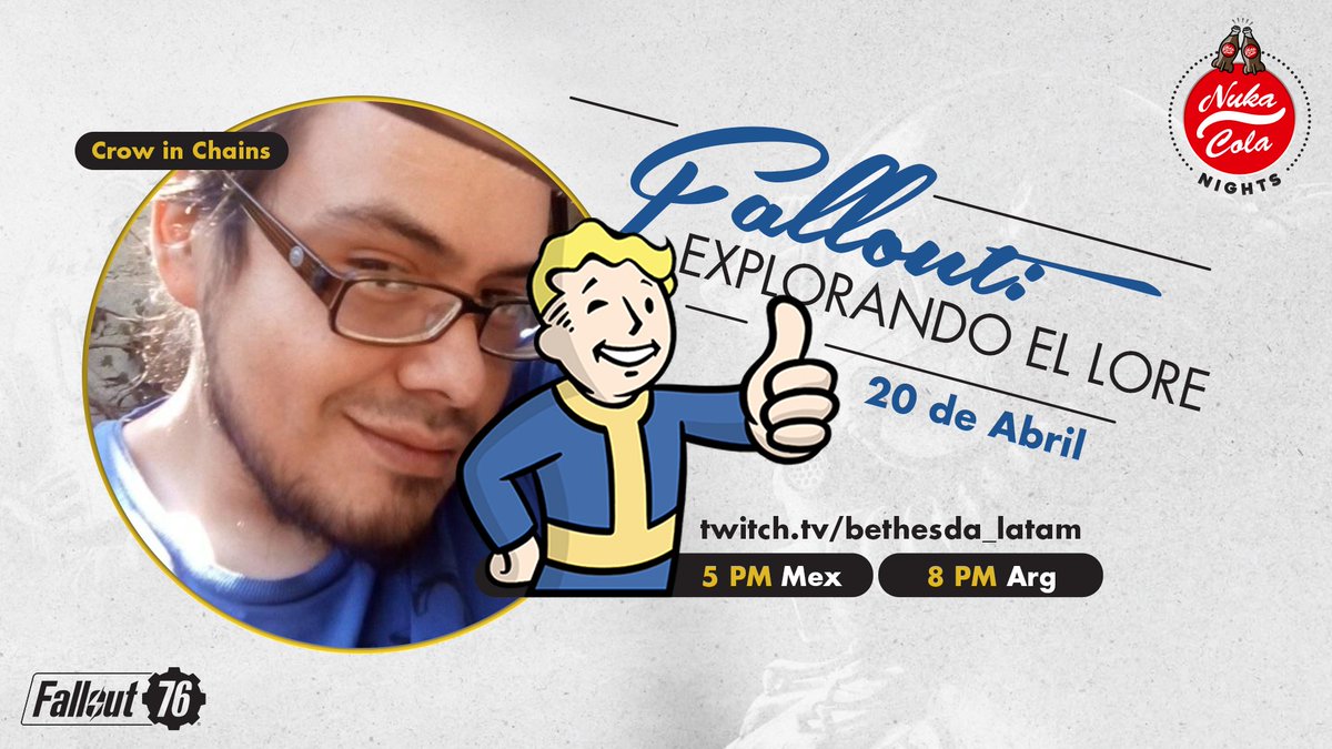 Shady Sands es un nombre que escuchaste MUCHO estas últimas semanas... ¿Por qué es tan importante en #Fallout? 🤔☢️ ¡La respuesta la tendrás junto a @crowinchains en la Nuka-Cola Night! 🗓️ HOY 🕔 5 PM🇲🇽 / 8 PM🇦🇷 ▶️ twitch.tv/bethesda_latam