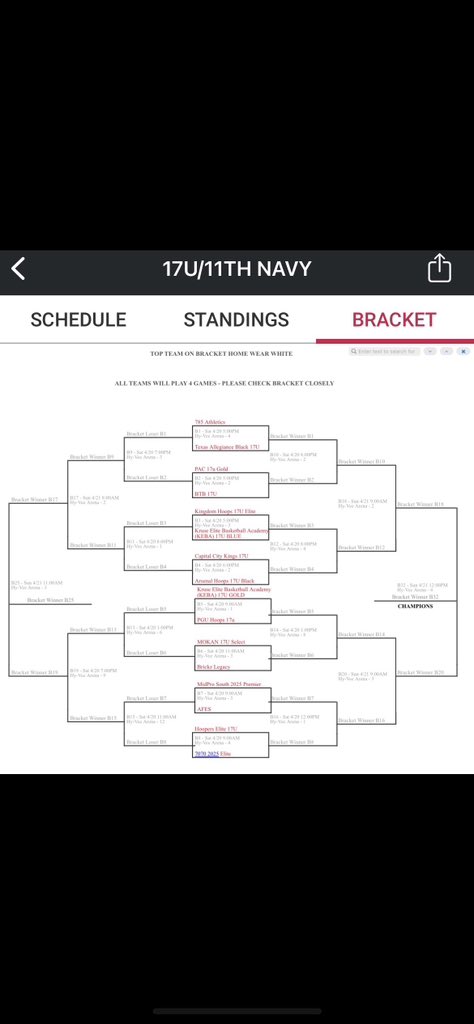 Schedule for 1️⃣7️⃣U 👑 squad this weekend @ The Platform. 
<a href="/HardwoodEvents/">Hardwood Events</a> 
<a href="/KCKINGSELITE/">Coach Cole Silsby</a>