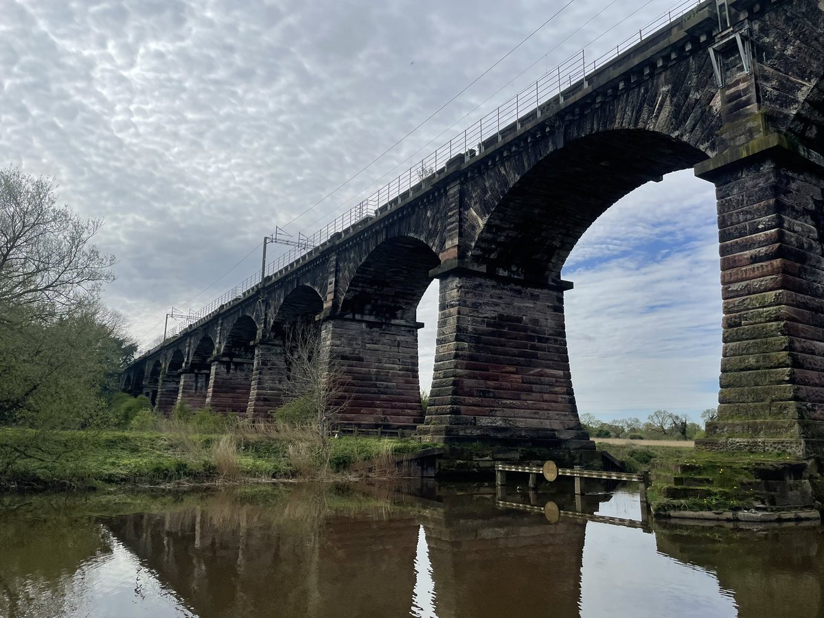 Cruising under a viaduct on the river weaver.