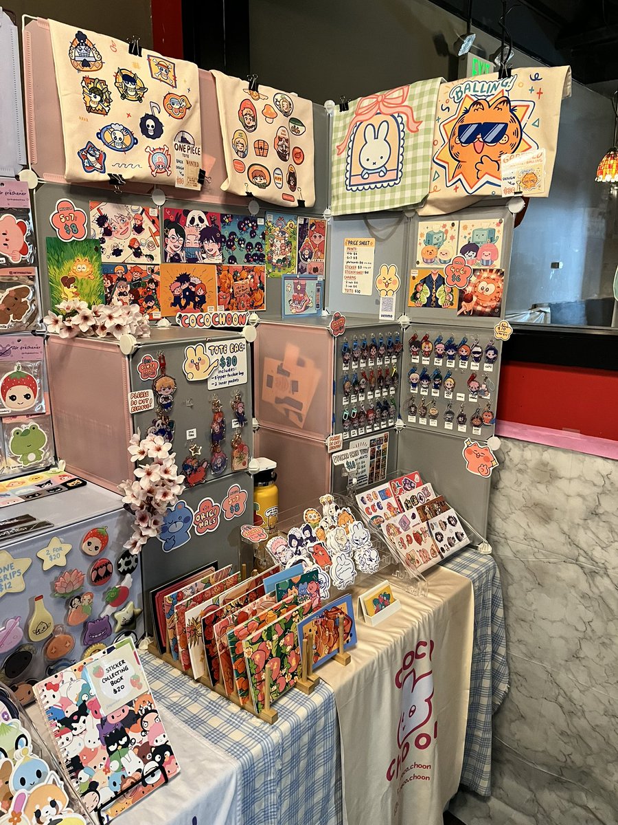 wahooo!!! half set up for saturday’s mini art mart in japantown! 
i’m in the gallery area across japantown collectibles (by maido) !!