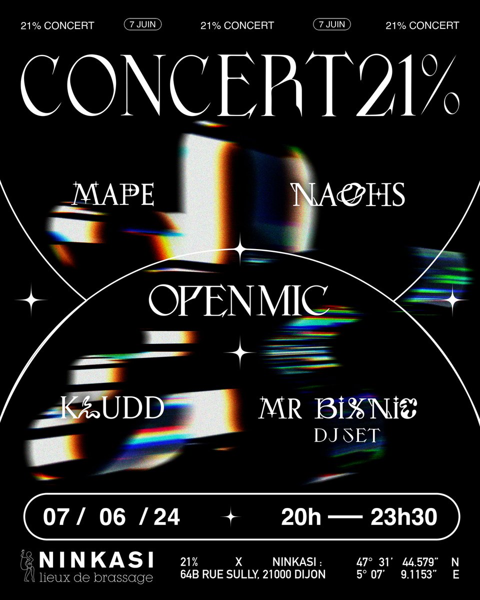 Les amis du média 21% annoncent leur deuxième concert à Dijon 💛 Au programme : MAPE, Naohs, Kludd, Mr Bixnic Le 07.06 au Ninkasi 🎟️: urlr.me/VWJ29