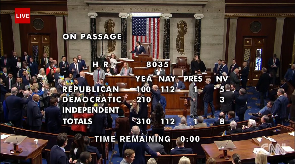 Excellent news from the Hill in DC tonight on the vote to support Ukraine 🇺🇦 This will bring much wanted aid to its fighting troops that are also fighting for our freedom. We are grateful to the people of the USA 🇺🇸 for their efforts. But now is also the time to remember that