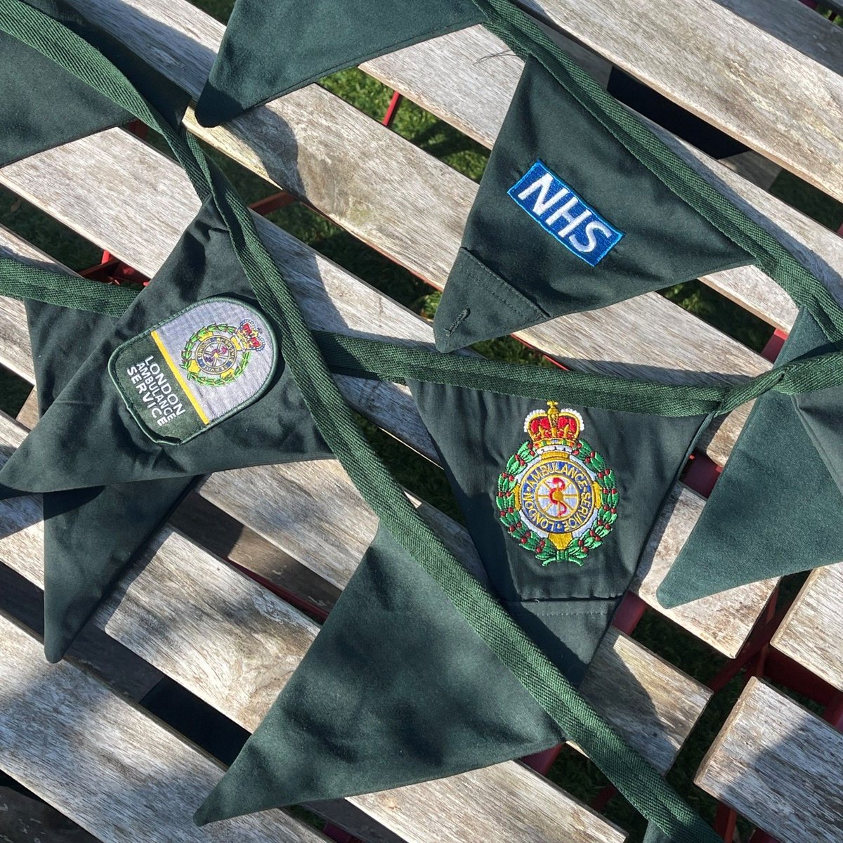 Best of luck to all the #LondonMarathon runners tomorrow, including 10 #TeamLAS Charity runners 👏 📌 See our pinned post for info on how we'll be working with @stjohnambulance to take care of you. P.s look out for our cheer station, decked in upcycled uniform bunting! 🔽