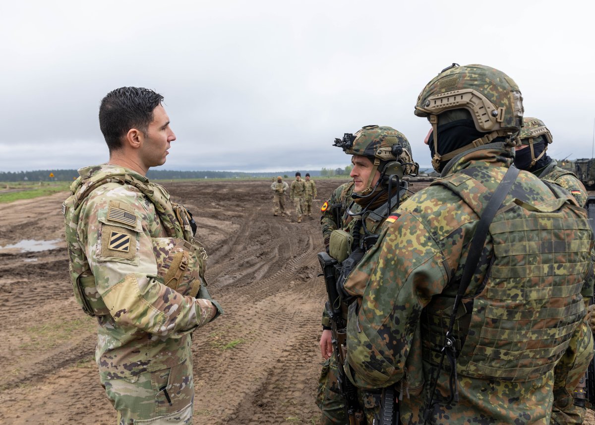 U.S. Soldiers assigned to 2nd ABCT, 3rd Infantry Division, conducted a live-fire exercise alongside the German and Spanish armies during #SaberStrike 24, part of @USArmyEurAF's #DEFENDEREurope. 💪 #StrongerTogether 📸 : Sgt. Gianna Sulger,