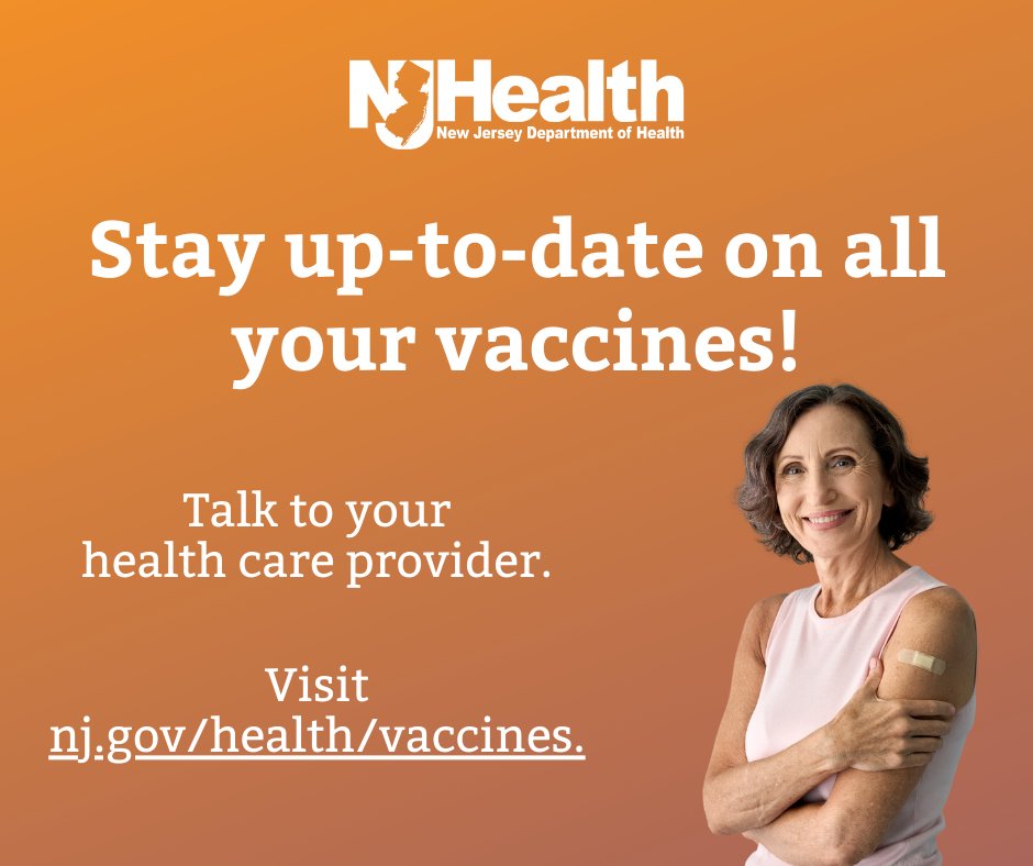 From infants to seniors, vaccines play a key role in keeping us safe and healthy. Talk to your health care provider about what vaccines they recommend. Learn more: nj.gov/health/vaccines #HealthierNJ