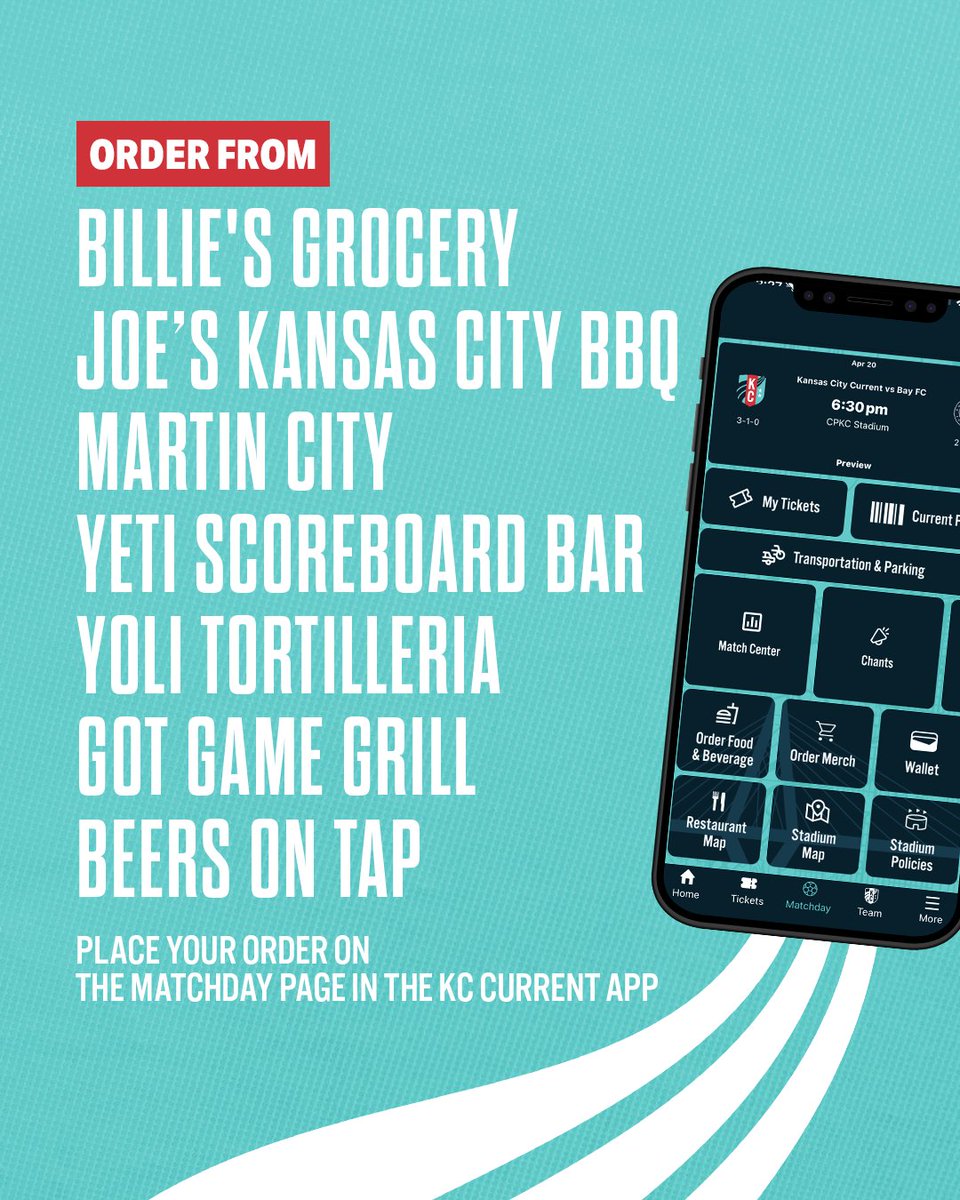 Power moves only people💡 Place your Food & Beverage order from the KC Current App at @cpkcstadium! 📲 bit.ly/KCCurrentApp