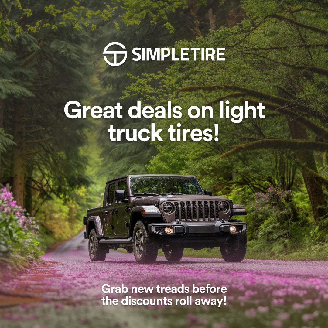 Spring into action! Our Light Truck #Sale is ending soon. Get big savings on thousands of tires before this deal rolls away! Find the perfect set this season 🛞🌸: simple-tire.visitlink.me/8V8EIM #trucks #buynowpaylater #tires #savings #simpletire #waysimple #waybetter
