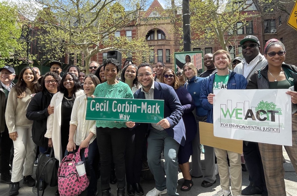 Today, we honored the life of a visionary Harlemite: Cecil Corbin-Mark. Cecil not only transformed @weact4ej into a national powerhouse, he catalyzed an international movement for environmental justice. His legacy continues on 143rd & Convent Ave—and all of Harlem—forever.