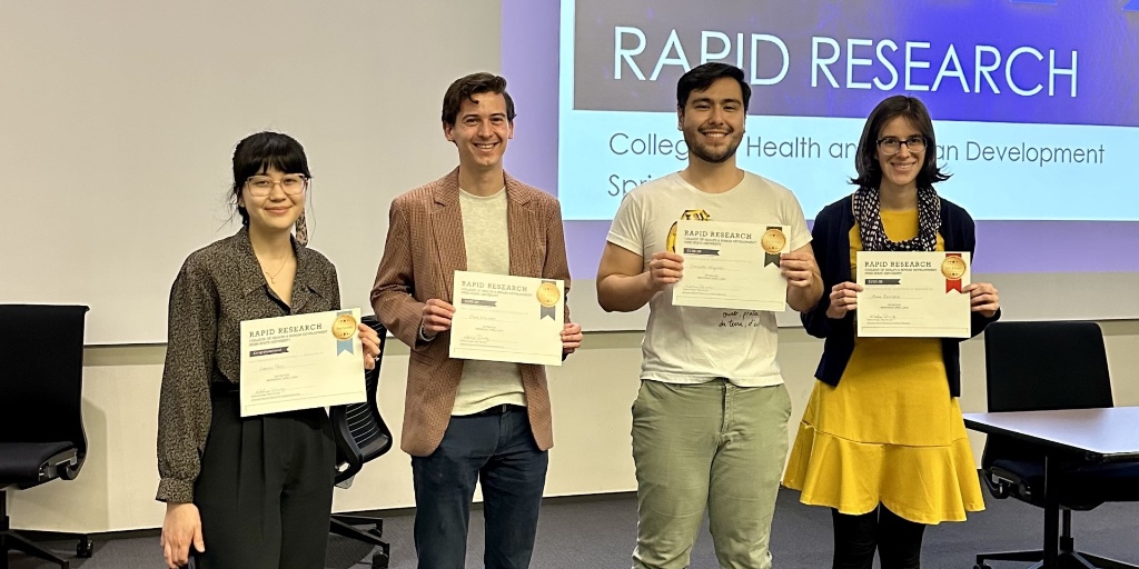 Congrats to the grad students who participated in the Rapid Research event. Judges evaluated how effective the contestants were at sharing their work and its importance to non-specialists. @pennstatekines @pennstatecsd @pennstatenutr @pennstatebbh
