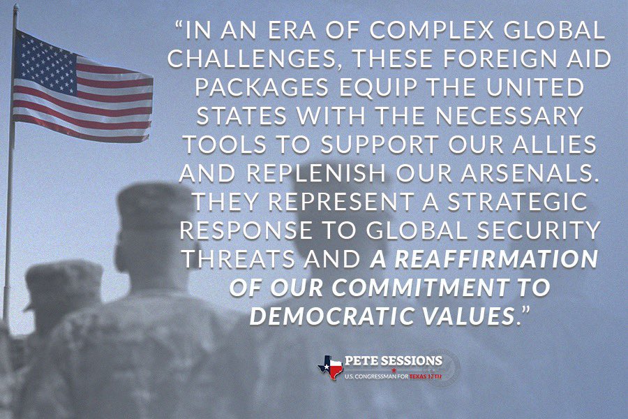 Congress must ensure the U.S. and our allies are equipped to defend the free world and take decisive action against global threats. 

The foreign aid packages passed in the House today are a reaffirmation of that commitment.