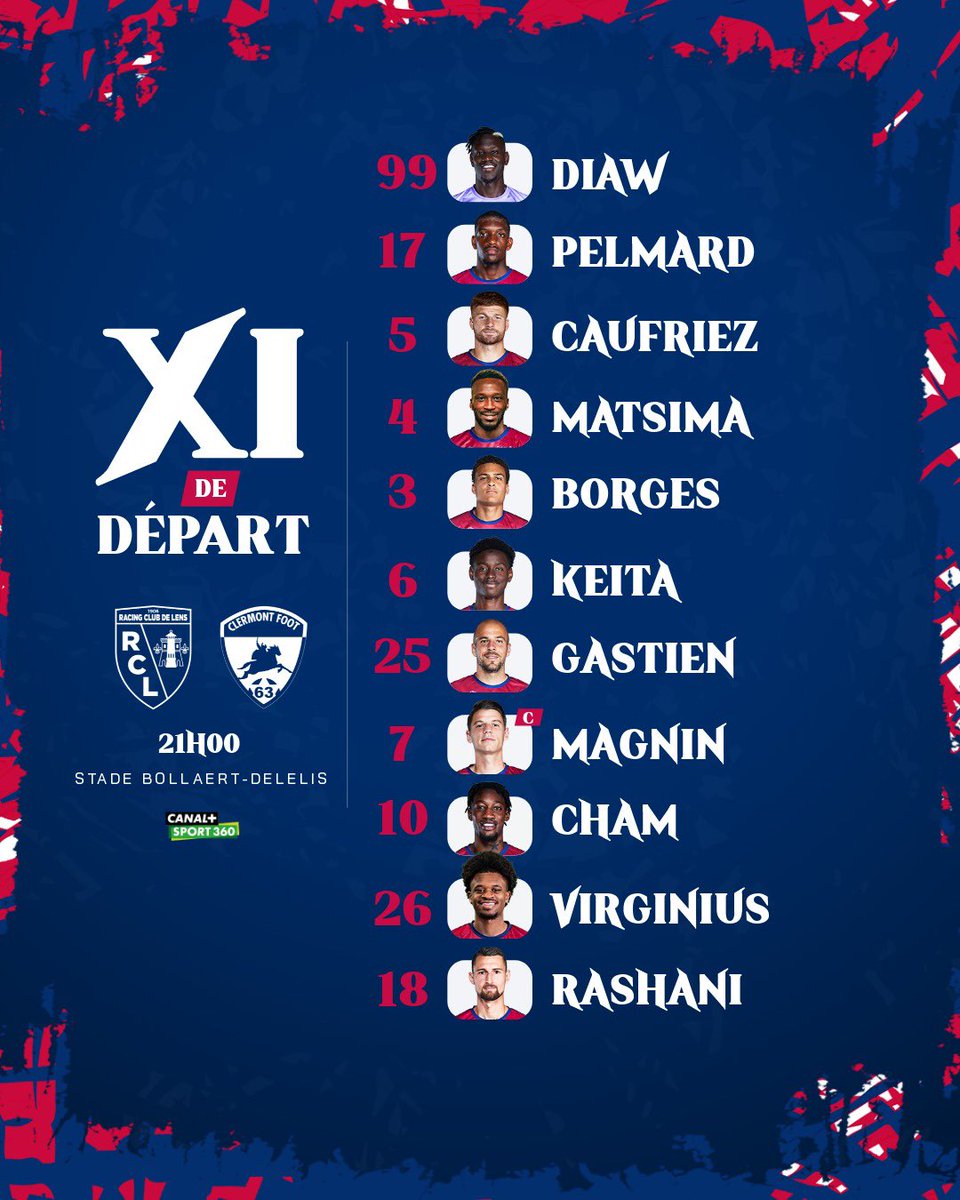 📋 C'est l'heure de la compo 🔴🔵

Voici vos 11 Clermontois pour ce #RCLCF63 🌋
