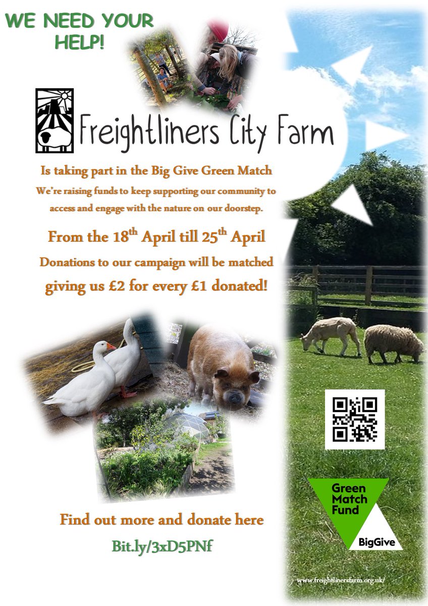 Please support Freightliners Farm’s fundraising campaign to improve spaces for wildlife on the farm and events at @Freightcityfarm for kids and the community. Your donations will be match-funded up to 25 April, so please donate now! donate.biggive.org/campaign/a0569…