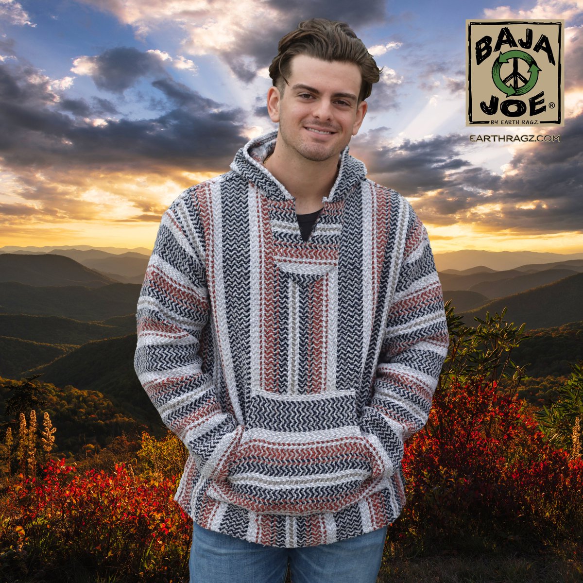Does our Baja hoodie in Rust match your springtime vibe? Probably not, but hey, it tries.
#bajajoe #bajajoehoodie #bajahoodie #drugrug #hoodie #poncho #sustainablefashion #sustainableclothing #recycledfibers #hippiestyle #hippie #bajahoodies #boho #bohochic #retro #classicBaja
