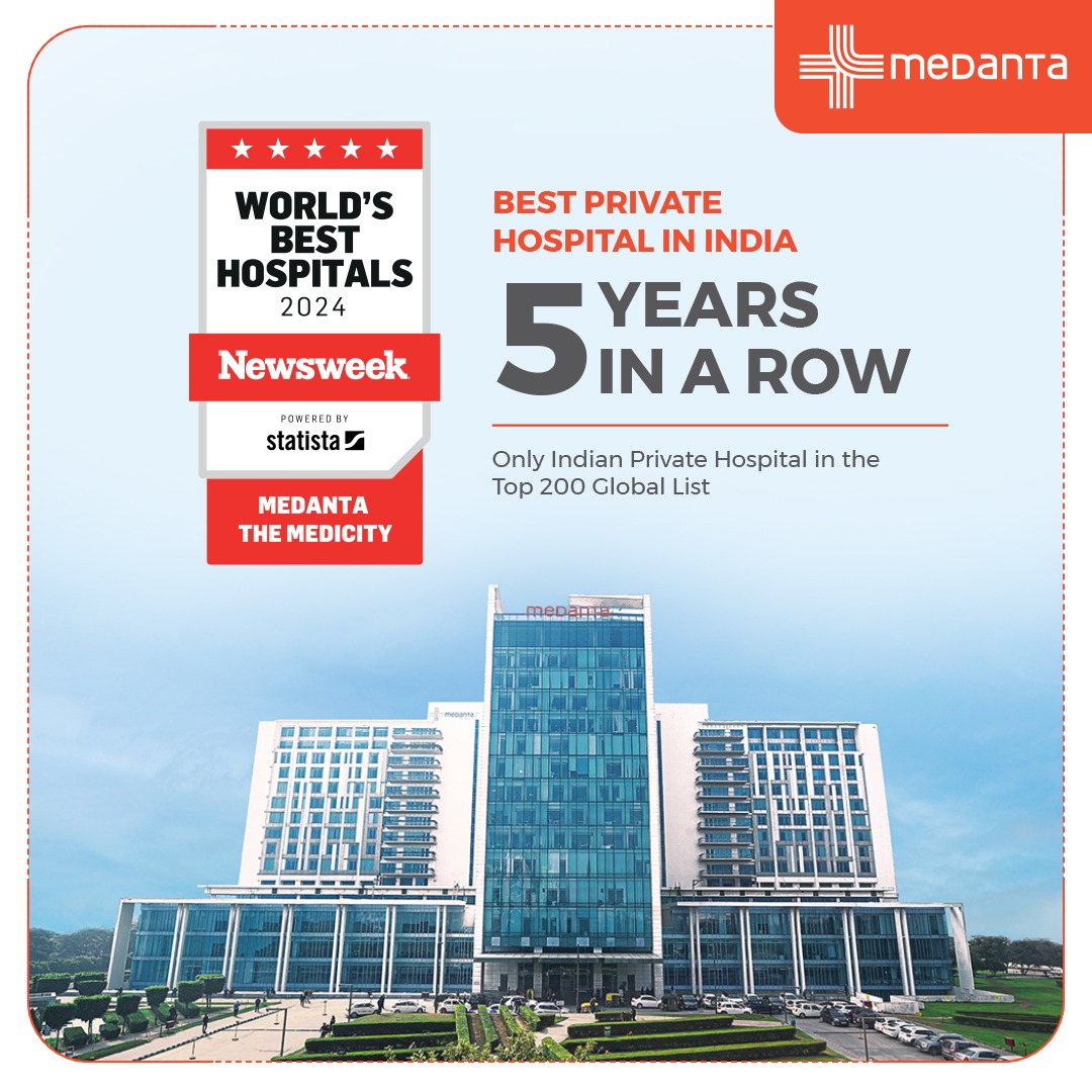 For the 5th year in a row, Medanta Gurugram has been named among 'World's Best Hospitals - 2024' in Newsweek Ranking. We are honoured to be the only Indian private hospital in the world’s top 200 medical facilities. We pledge to continue working with our motto; Har Ek Jaan Anmol.