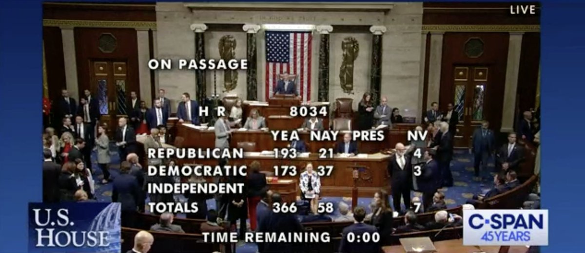 New: House votes 366-58 to send Israel $26 billion in aid. 37 Democrats and 21 Republicans voted against the bill.