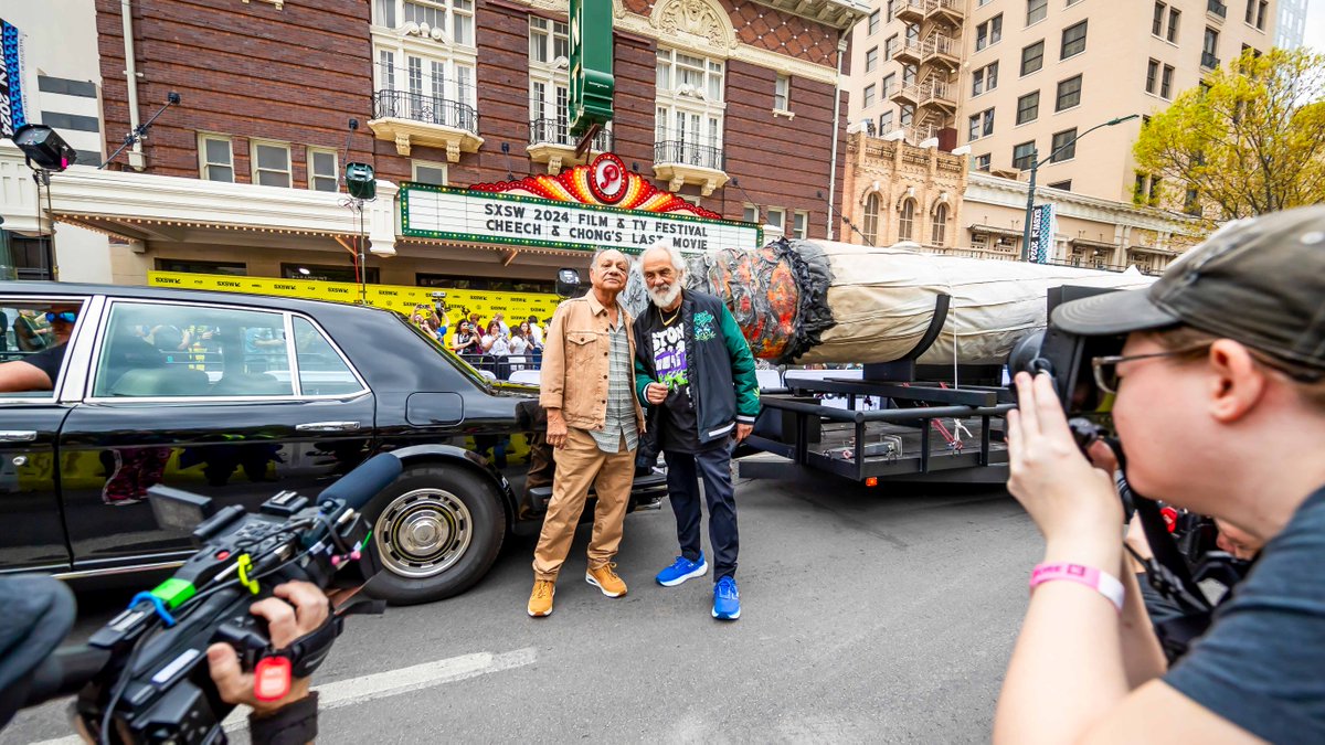 Iconic comedy duo @cheechandchong rolled into Austin for the World Premiere of their documentary feature, @CandCLastMovie at #SXSW 2024 with the largest joint you've ever seen down Congress Avenue! 🍃 Watch the red carpet and post-screening Q&A. ow.ly/Rpru50Rkr2c