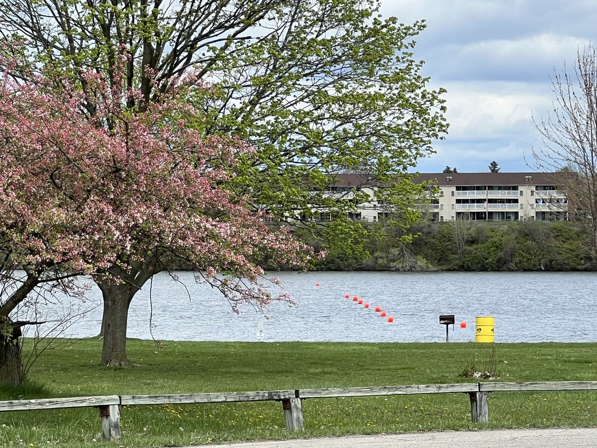 arowdon's tweet photo. Not even windy conditions can stop the install of the new @EMURowing Course on Ford Lake. I cannot wait for the ribbon cutting event this Friday (4/26), as we debut Michigan’s premier 2,000m fully buoyed championship rowing course. Open to the public, come check it out! https://t.co/QvmLGneHDy