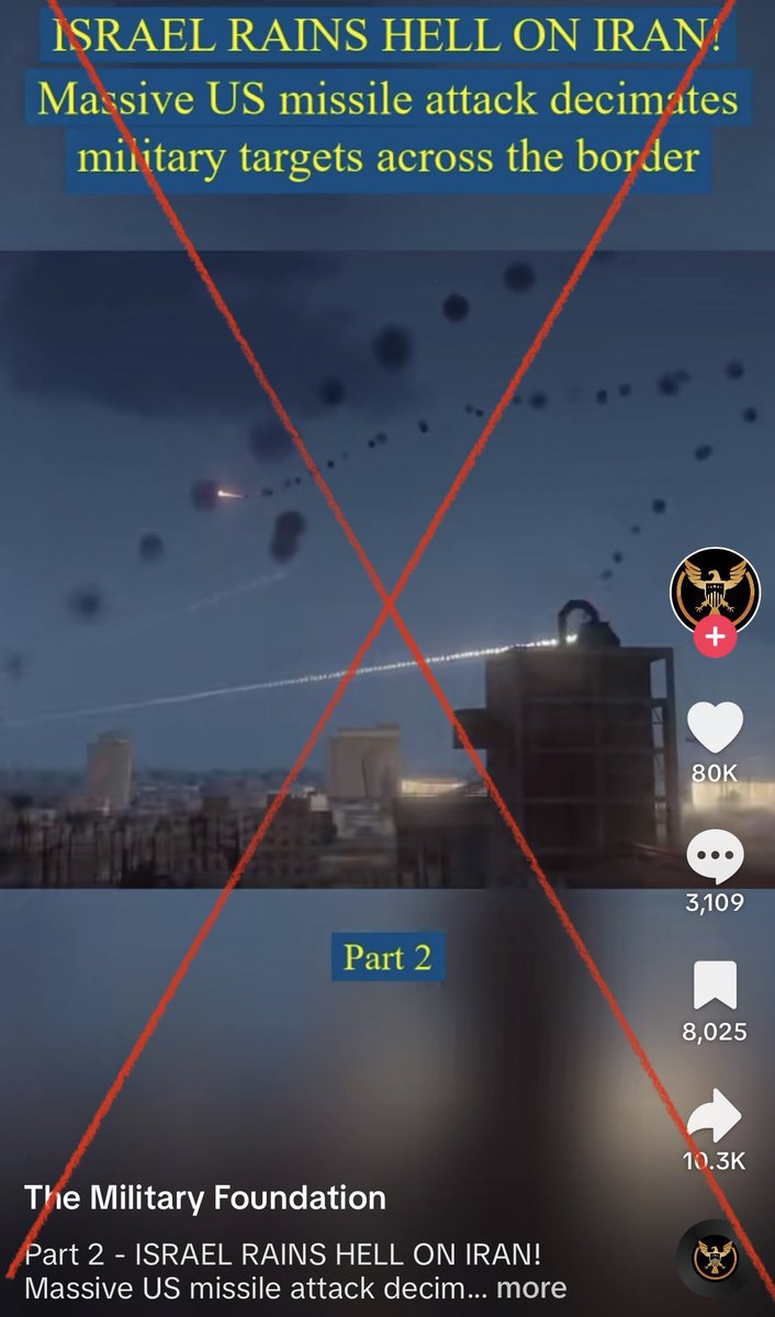 This TikTok with nearly 5m views doesn’t show an Israeli or US missile attack on Iran. It’s video game footage - as is evident from buildings and details like smoke.