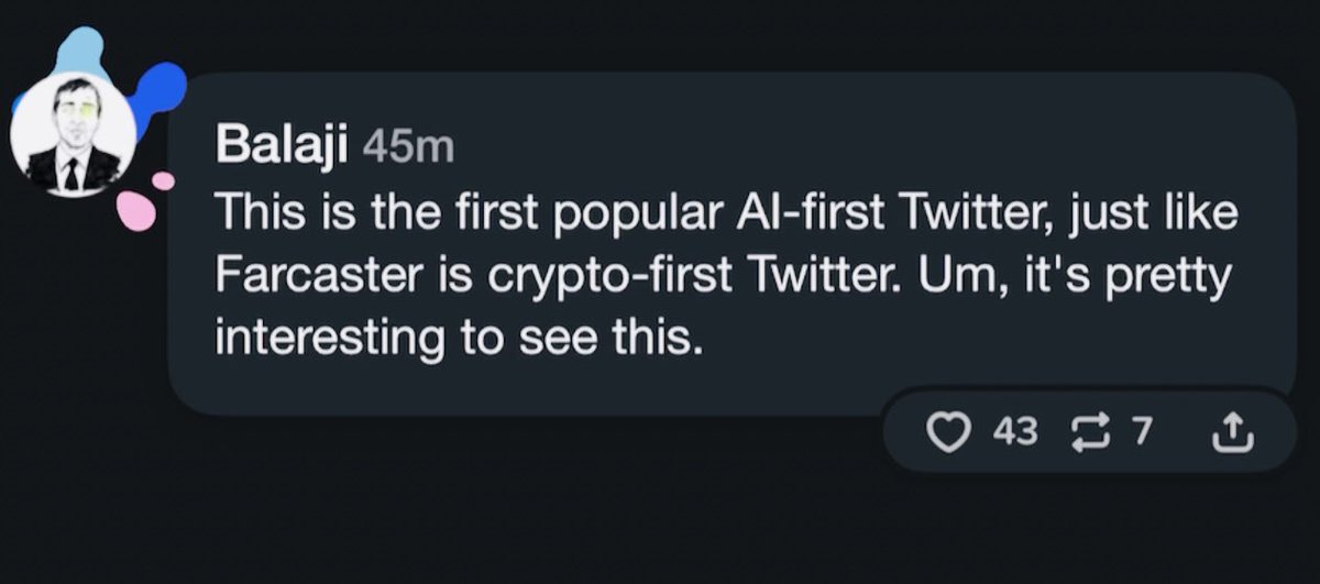 “Airchat is the first popular AI-first Twitter.” —@balajis