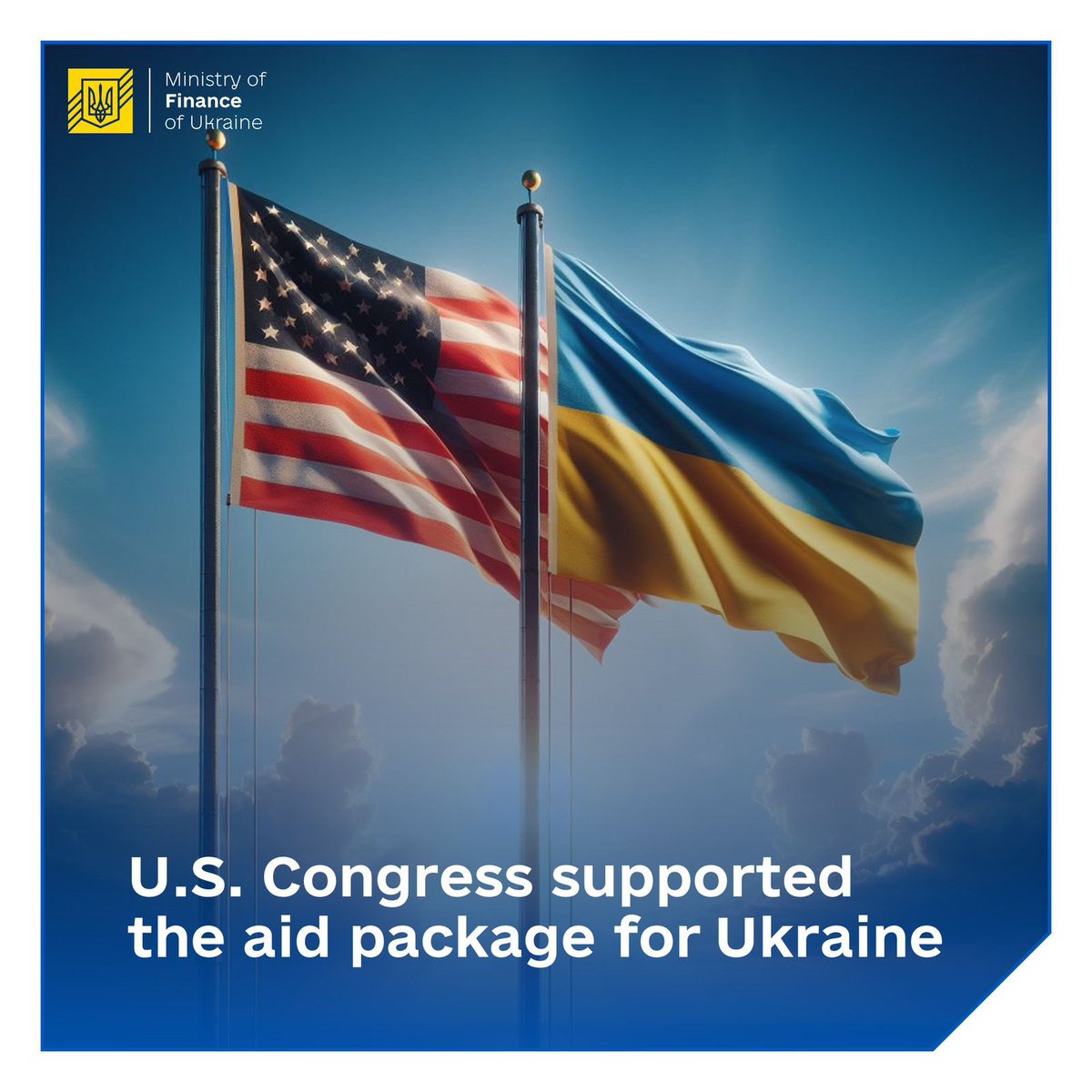 The US House of Representatives has passed a bill to provide around $61 bln to Ukraine this year. The package includes $7.8bn of budget support. This is the extraordinary support we need to maintain financial stability and prevail. US stands with Ukraine🇺🇦🇺🇸