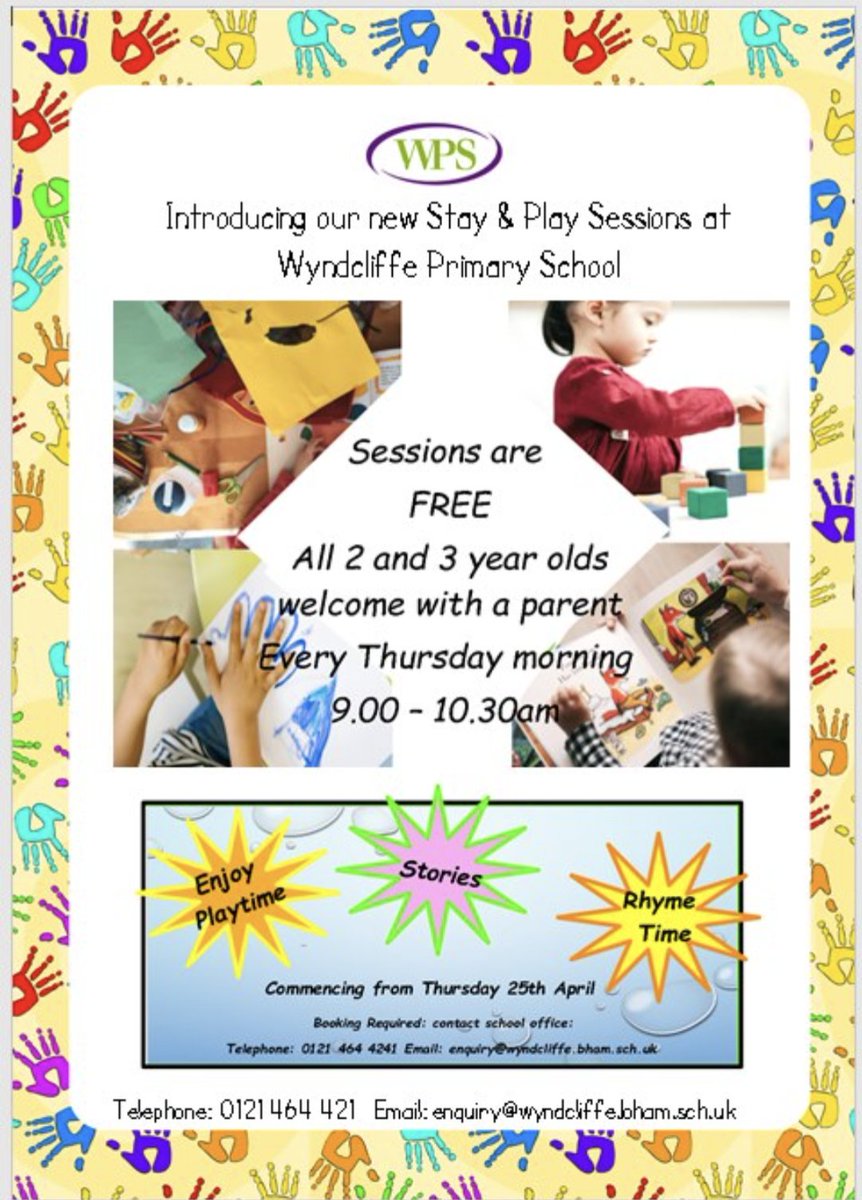 Come and join us @wyndclf for our first Stay &Play session on Thursday April 25th. Lots of fun for the children and a wonderful opportunity for the parents to socialise and meet the staff. We look forward to welcoming you to the session. Exciting Times! @leightrustb8