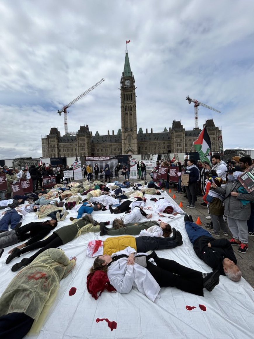 HAPPENING NOW: The die-in. Healthcare worker jihadists in Ottawa. I would not want any of these healthcare workers to treat me.
