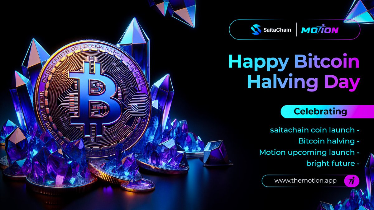 🥳Happy Bitcoin Halving Day🥳 ✅ SaitaChain L0 Block Chain ✅ Bitcoin Halving 🗓️ April 24th Motion Token presale closes 🗓️ April 25th Motion Token Launch 🚀 This month is awesome!! Motion Presale presale.themotion.app/dashboard #FitCoach #MotionToken #LIQUIDITY…