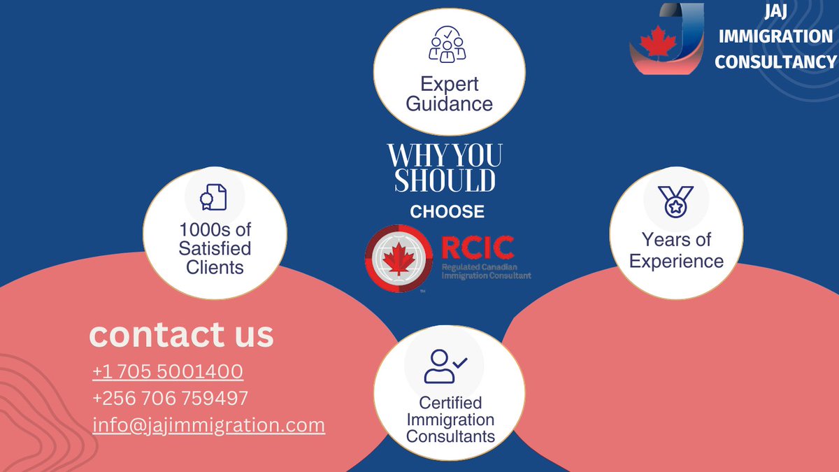 Thinking of immigrating to Canada?

Make sure to use a certified RCIC (Regulated Canadian Immigration Consultant) like JAJ Immigration Consultancy to guide you through the process!

Why?

- Expert knowledge and experience
- Increased chances of success