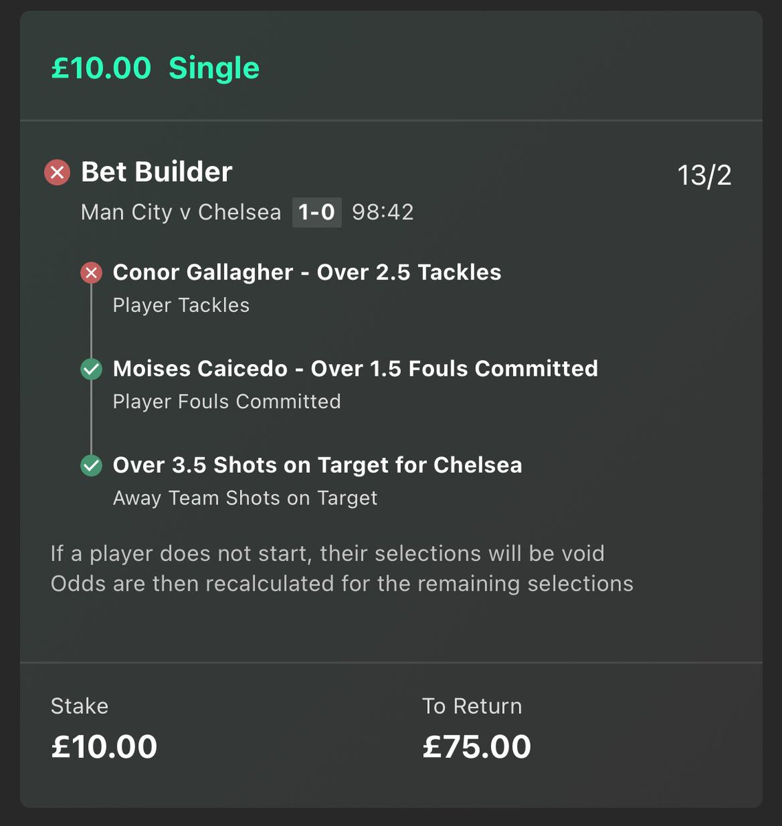 ValueBetSpotter's tweet photo. 🤯 THERE’S ABSOLUTELY NO WAY CONOR GALLAGHER ENDED ON JUST TWO TACKLES!!!!!

Lads, this is mental, he had about 5! 

Please do a recount, this bet is a winner. 

@OptaJoe @Orbinho @Bet365 https://t.co/4UbXwSdtfU