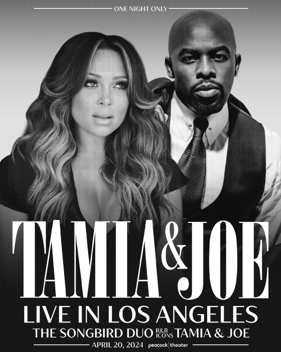 Get ready to groove to smooth soul and R&B vibes tonight with Tamia & Joe! 😎✨ Doors: 7pm Show: 8pm *Times subject to change