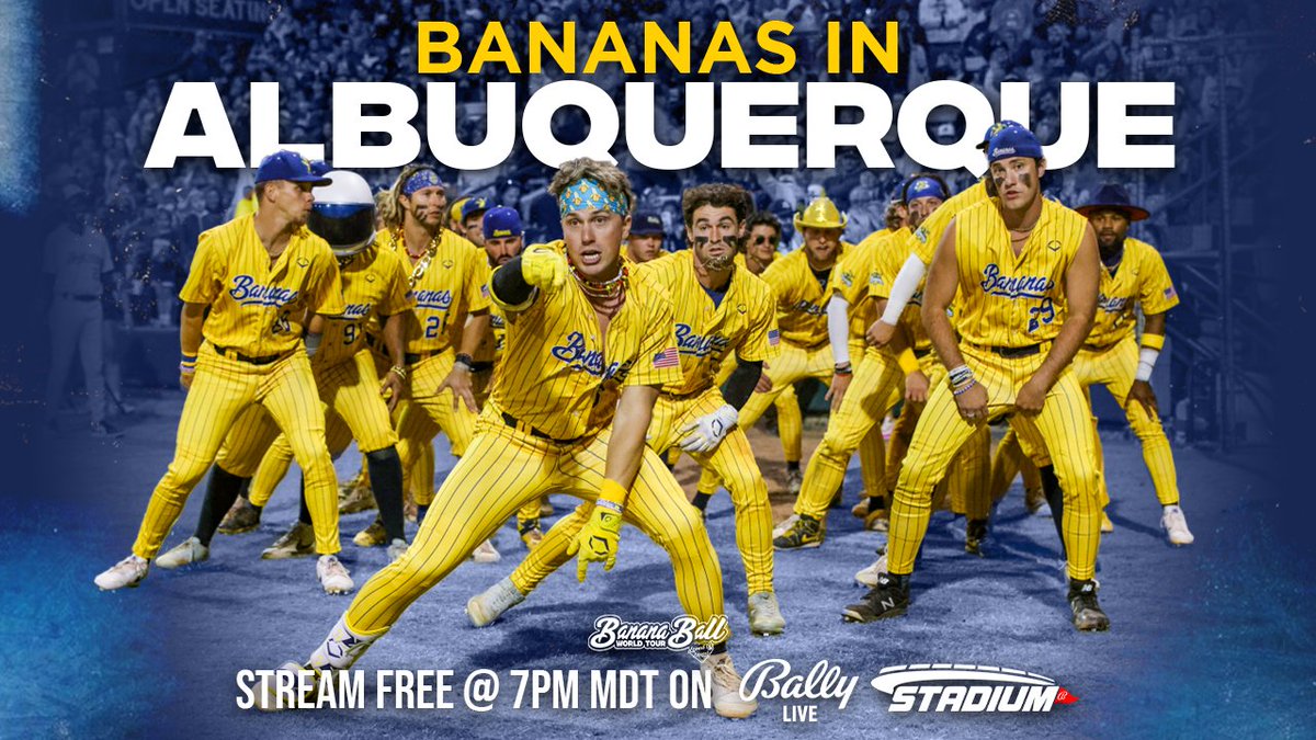 The Bananas take the desert by storm in Albuquerque 🏜️ Watch tonight's game on Bally Live or Stadium at 7 PM MDT/ 9 PM EST! >How to watch: Download the Bally Live! or Stadium app. Stream online at watchstadium.com >Stream on your smart TV with the Stadium app 📺