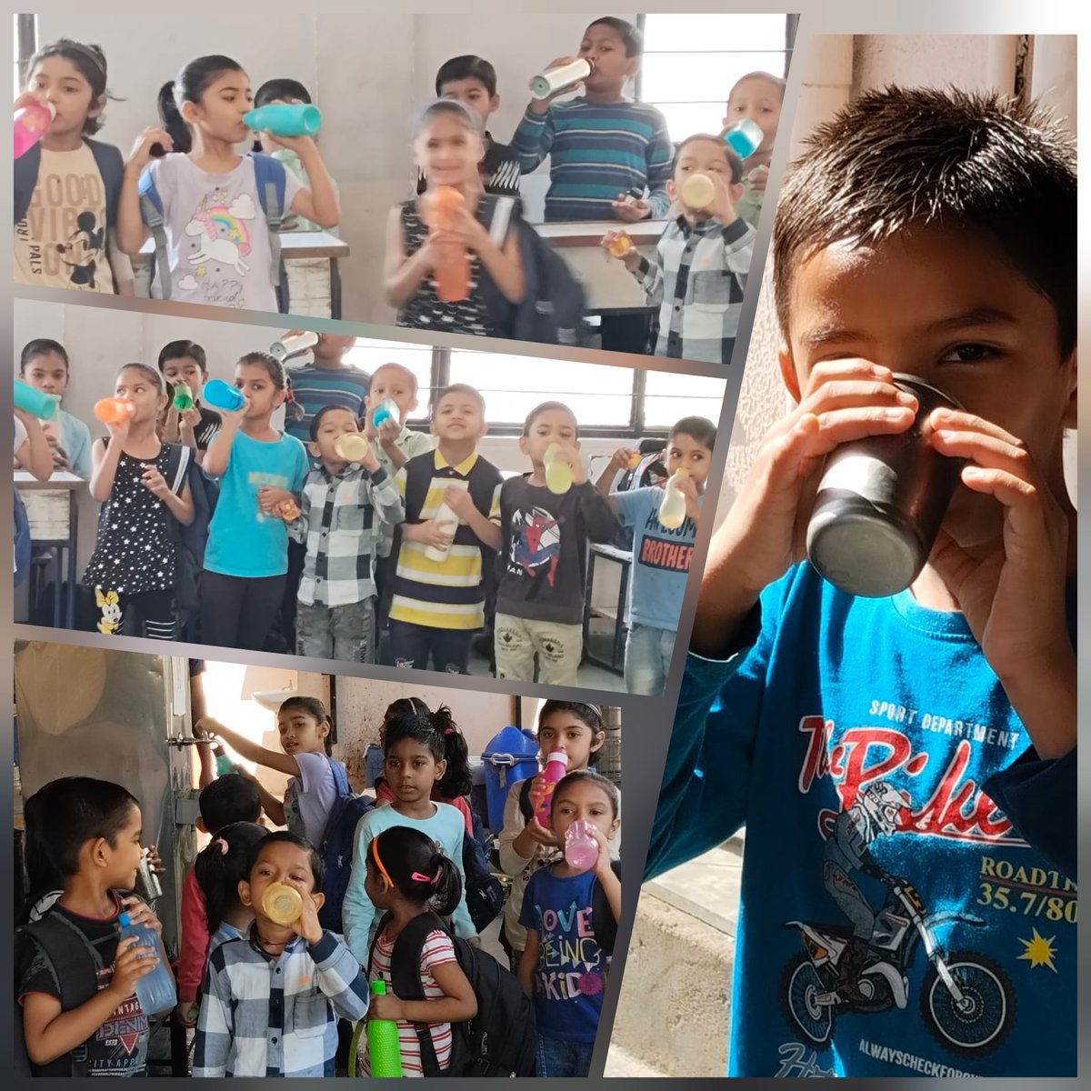 To combat the negative health effects associated with the soaring summer temperatures in Ahmedabad, all children at the home are encouraged to take hydration break #waterbell #combatheat #combatthesummer #visamokidsfoundation #kalorex
