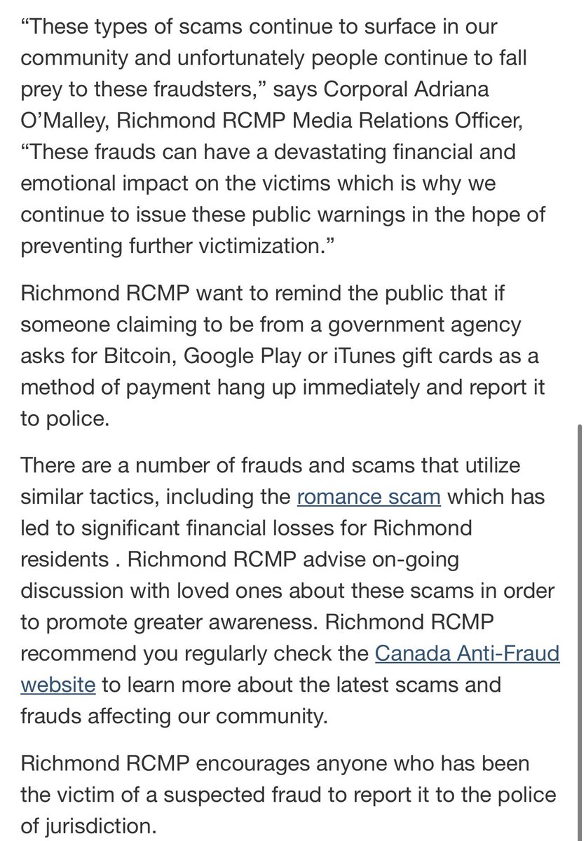 Transnational repression by #CCP is so prevalent, that fraudsters are using it as a ruse. Richmond RCMP report more than $1 million lost. #cdnpoli #bcpoli #richmondbc #vanRE #crime