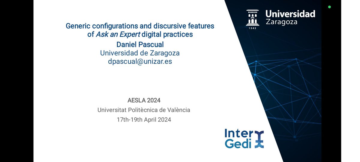 @Aesla2024 📄🗣️Daniel Pascual (@daniel__pascual) shared his first steps in the exploration of ask an expert❓digital practices at the panel on pragmatics and digital analysis.” Many interesting insights are surely coming in this research path… 👀👇🏽