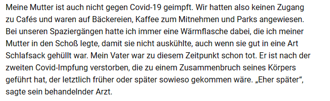 @berlinerzeitung Aja, die @berlinerzeitung, nur echt mit mindestens einem #Impfschaden und viel herzzerreisendem Bullshit.