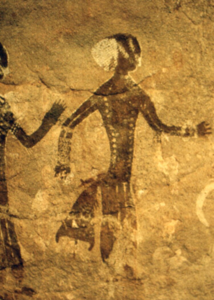 Peintures préhistoriques sur le site de Tan-Zoumaïtak, dans le massif du Tassili n'Ajjer