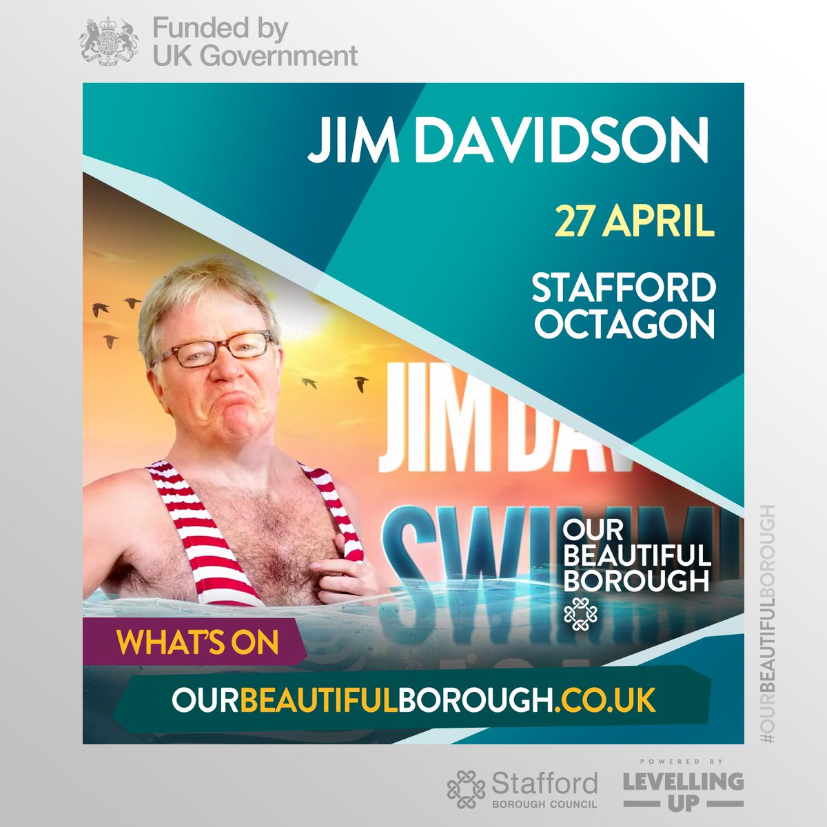 Join Britain’s best-loved funny man, @JimDOfficial at #Stafford #Octagon on Sat 27 April as he presents his hilarious new show 'Swimming Against The Tide'. Enjoy an evening of rip-roaring grown-up comedy: tinyurl.com/483np3pa #NightsOut #LiveComedy #OurBeautifulBorough