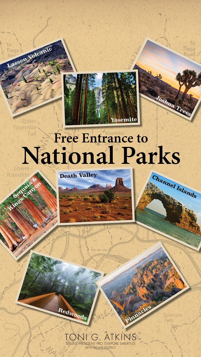 Today is the beginning of #NationalParkWeek, and that means admission to national parks is FREE today! 🌲🏕️🏝️ California is home to nine beautiful national parks - the most of any state!