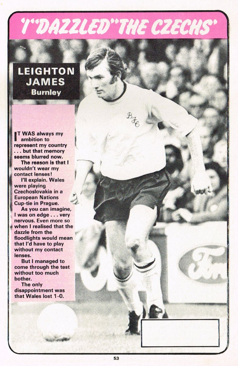 I dazzled the Czechs #LeightonJames #Burnley #Shoot! 1973-12-22