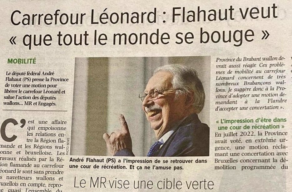 Interview dans @lavenir_net concernant le Carrefour Léonard... Je l'ai dit, je le répète: il faut que tout le monde se bouge!!