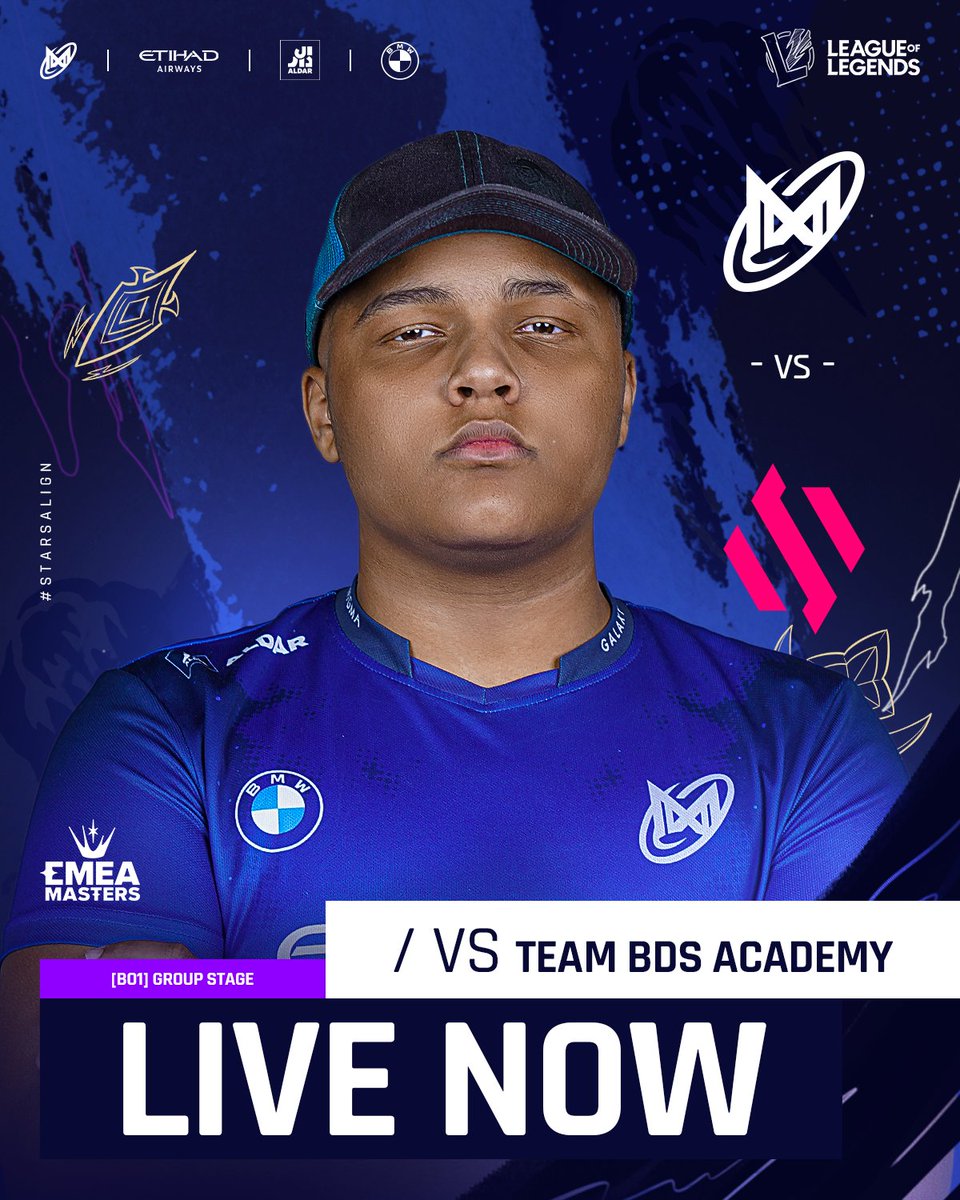 Two qualified teams playing for a perfect day! 🆚@TeamBDS Academy 🖥️twitch.tv/lolesports_ar #StarsAlign #NGXlol #EMEAMasters